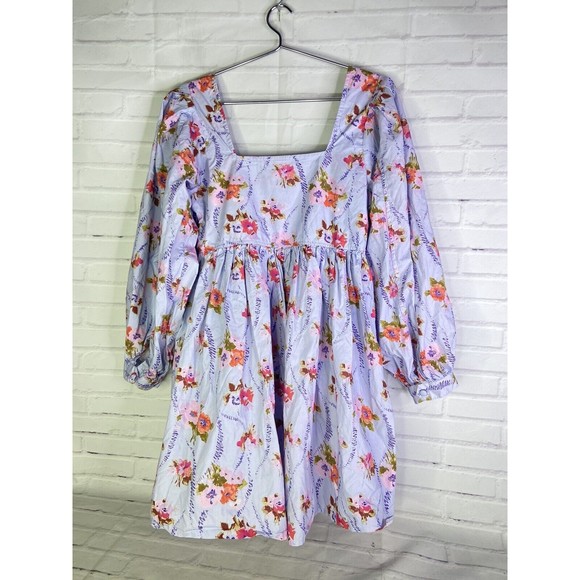 Love Shack Fancy Eaton Floral Puff Sleeve Mini Dress Lavender Moon Womens Size 2 - Picture 5 of 14